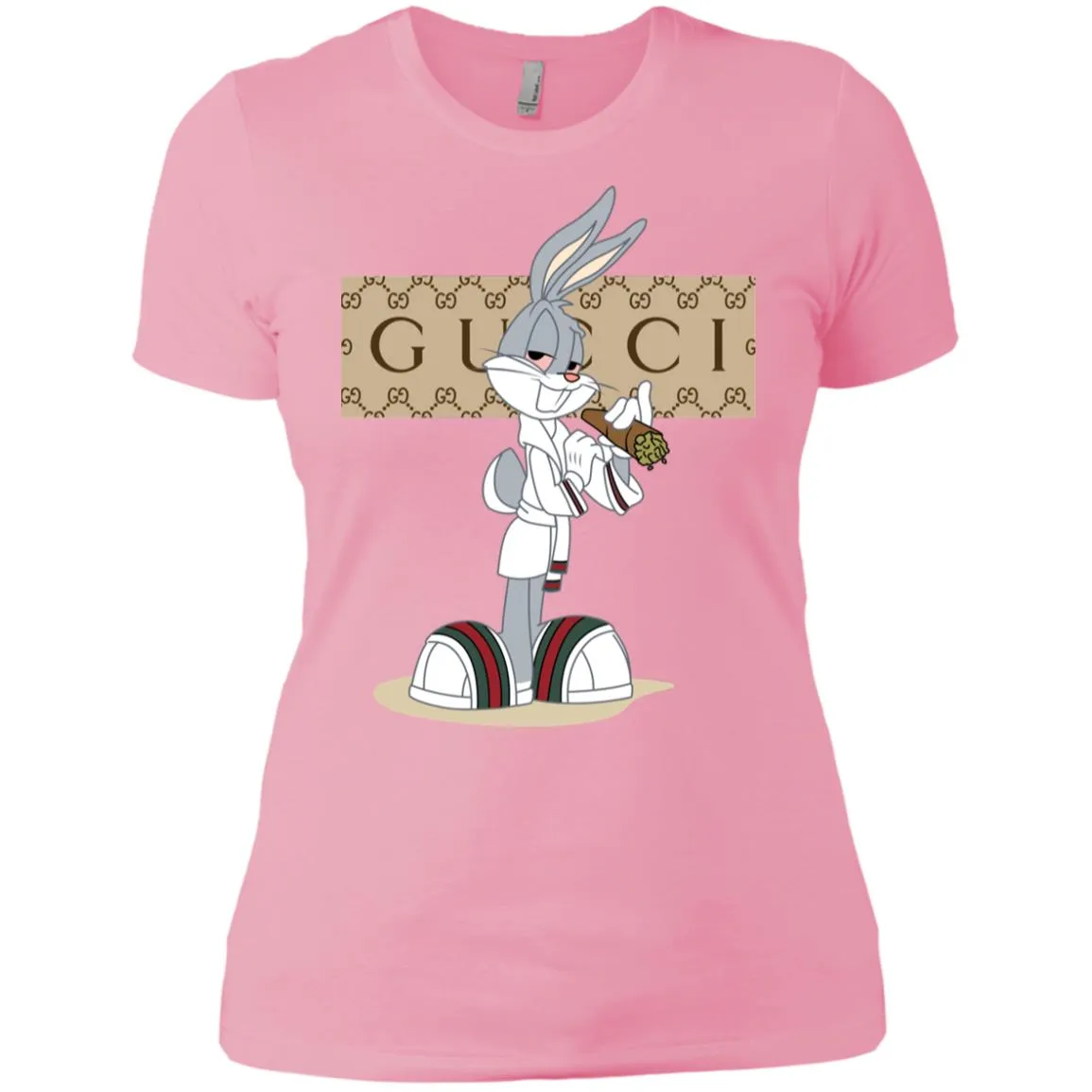 Gucci Rabbit Smoking Funny T-shirt Women Cotton T-Shirt