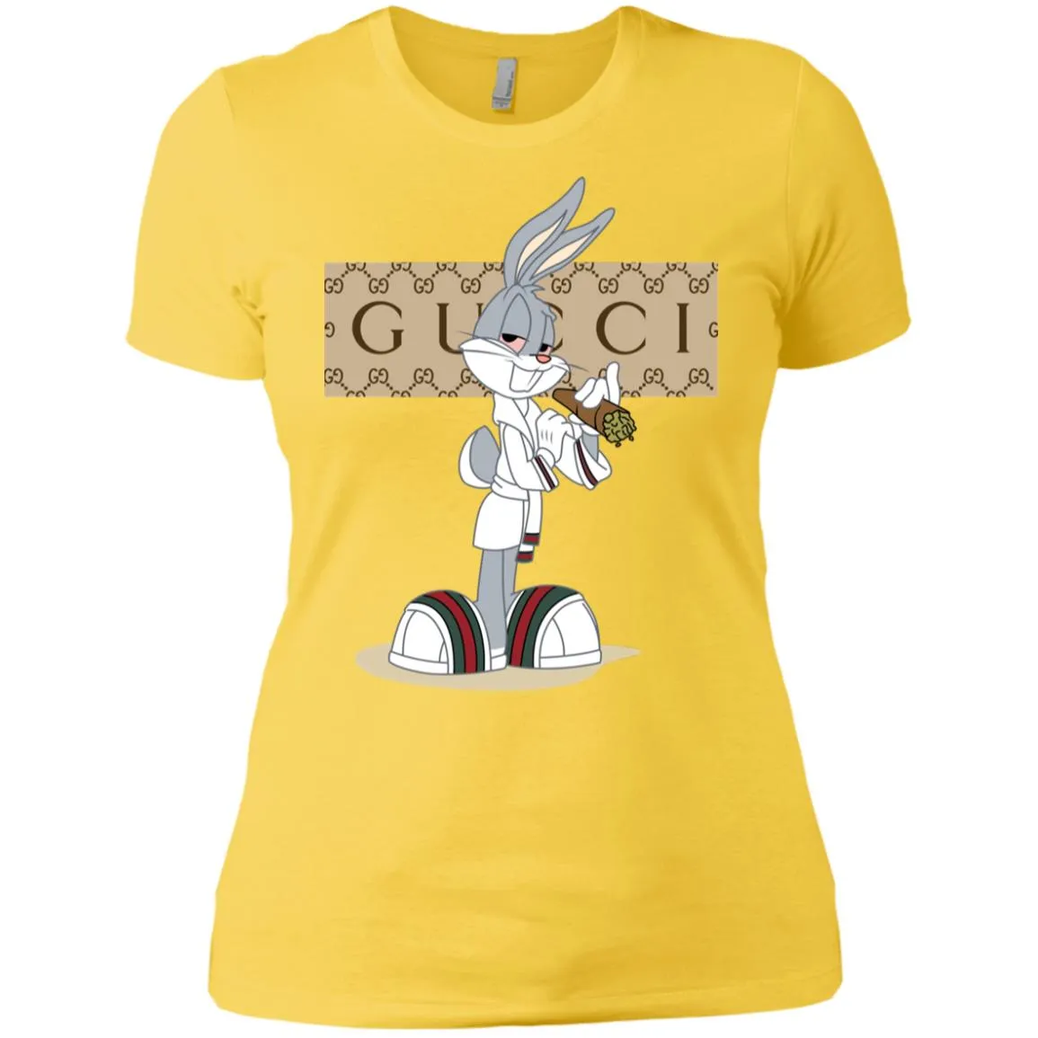 Gucci Rabbit Smoking Funny T-shirt Women Cotton T-Shirt