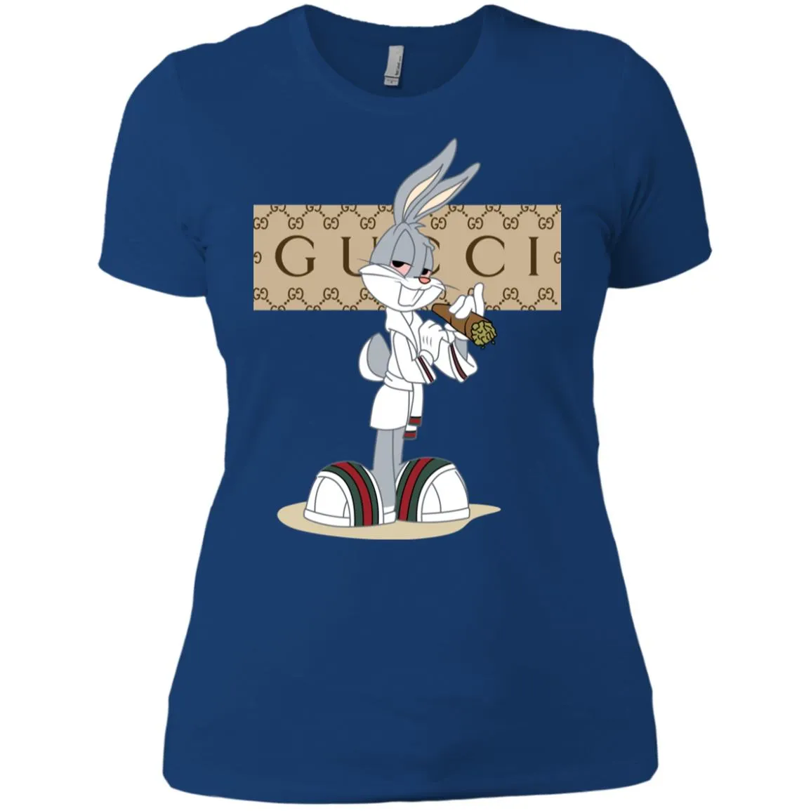 Gucci Rabbit Smoking Funny T-shirt Women Cotton T-Shirt