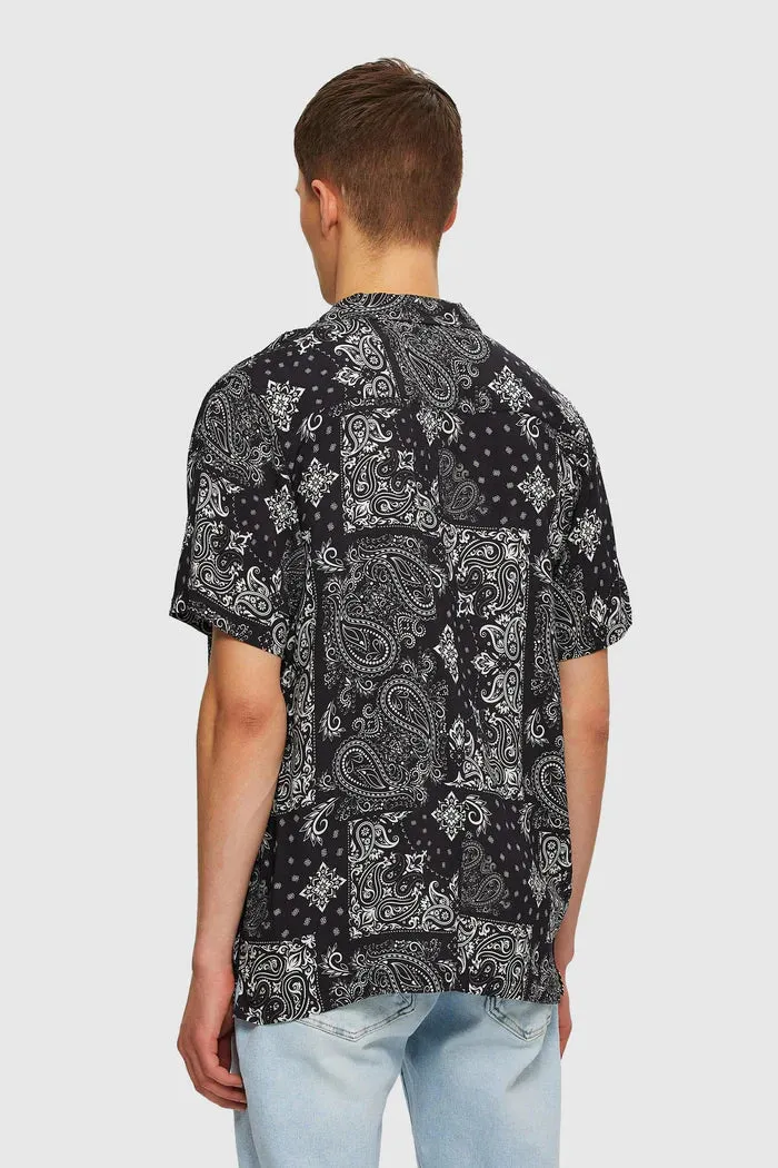 KUWALLA BEACH SHIRT BLACK PAISLEY