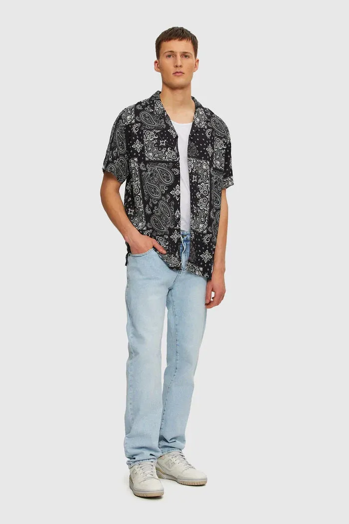 KUWALLA BEACH SHIRT BLACK PAISLEY