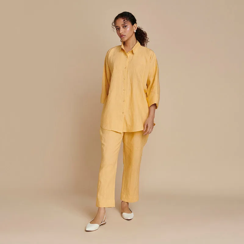 Linen Flared Shirt for Women | Oversized | Yellow