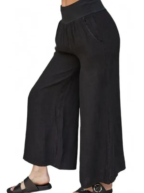 Linen Wide Leg Pant w Pockets