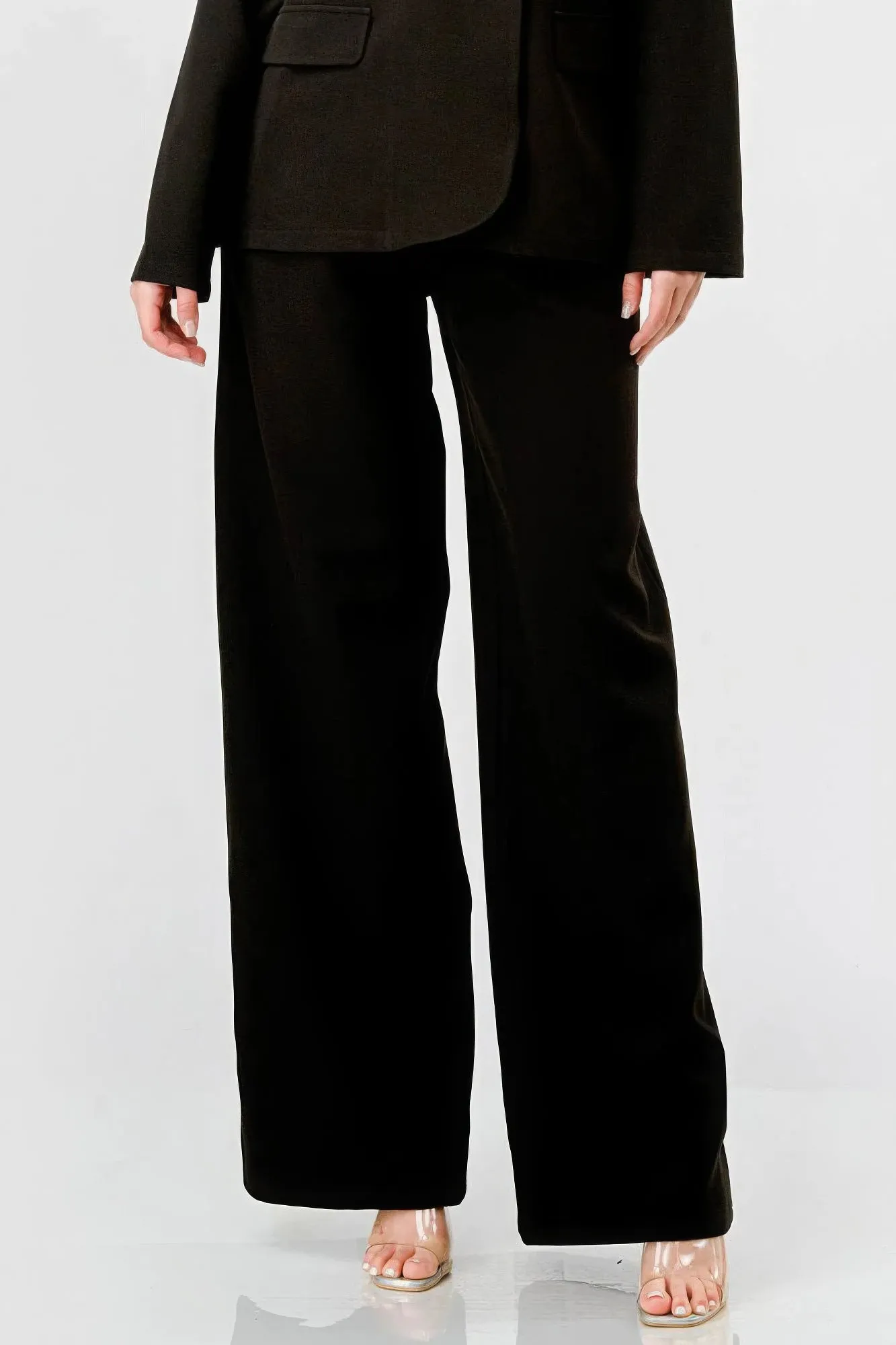 Luxe Comfort Stretch Blazer & Wide Leg Pants Set - Loose Fit