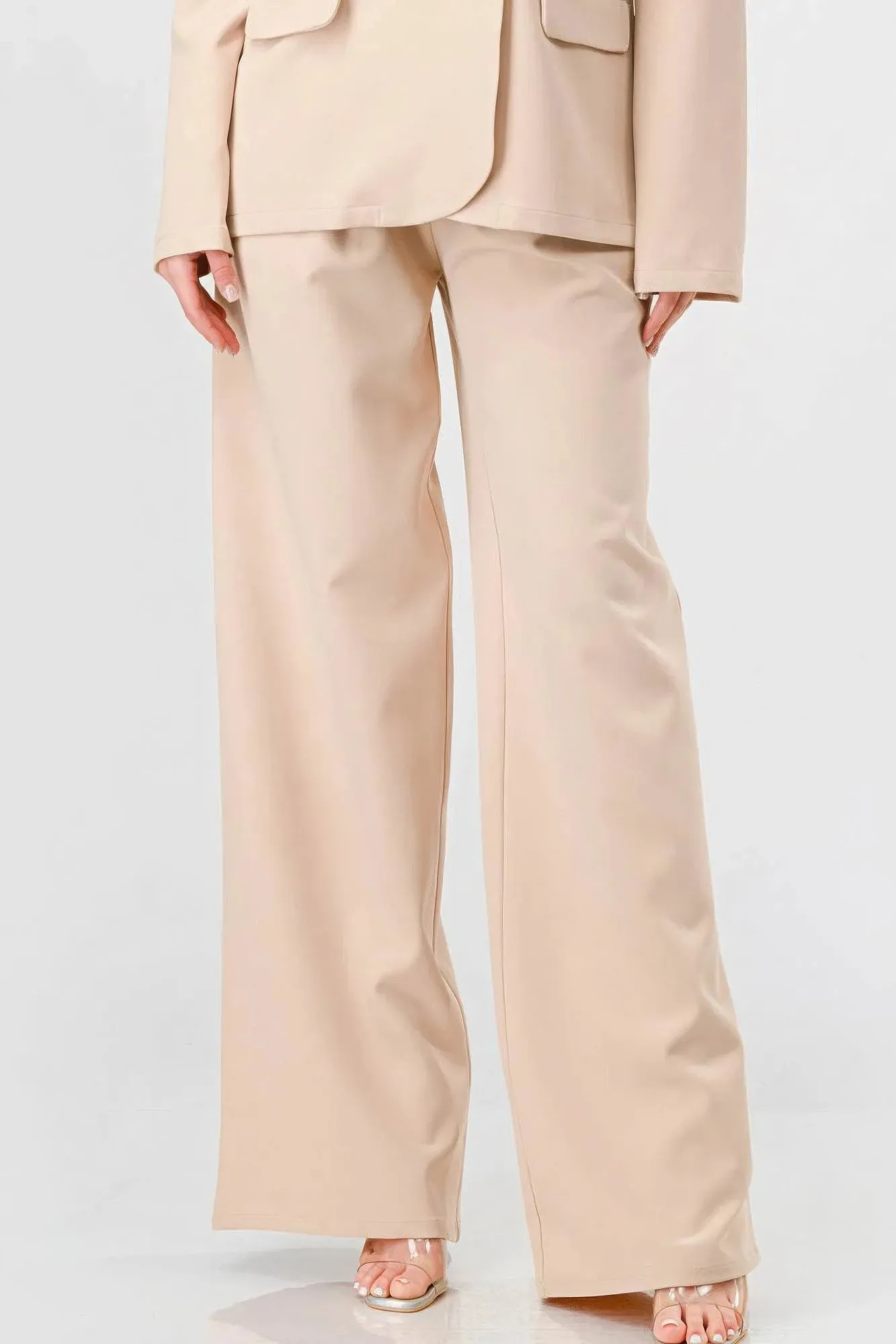 Luxe Comfort Stretch Blazer & Wide Leg Pants Set - Loose Fit