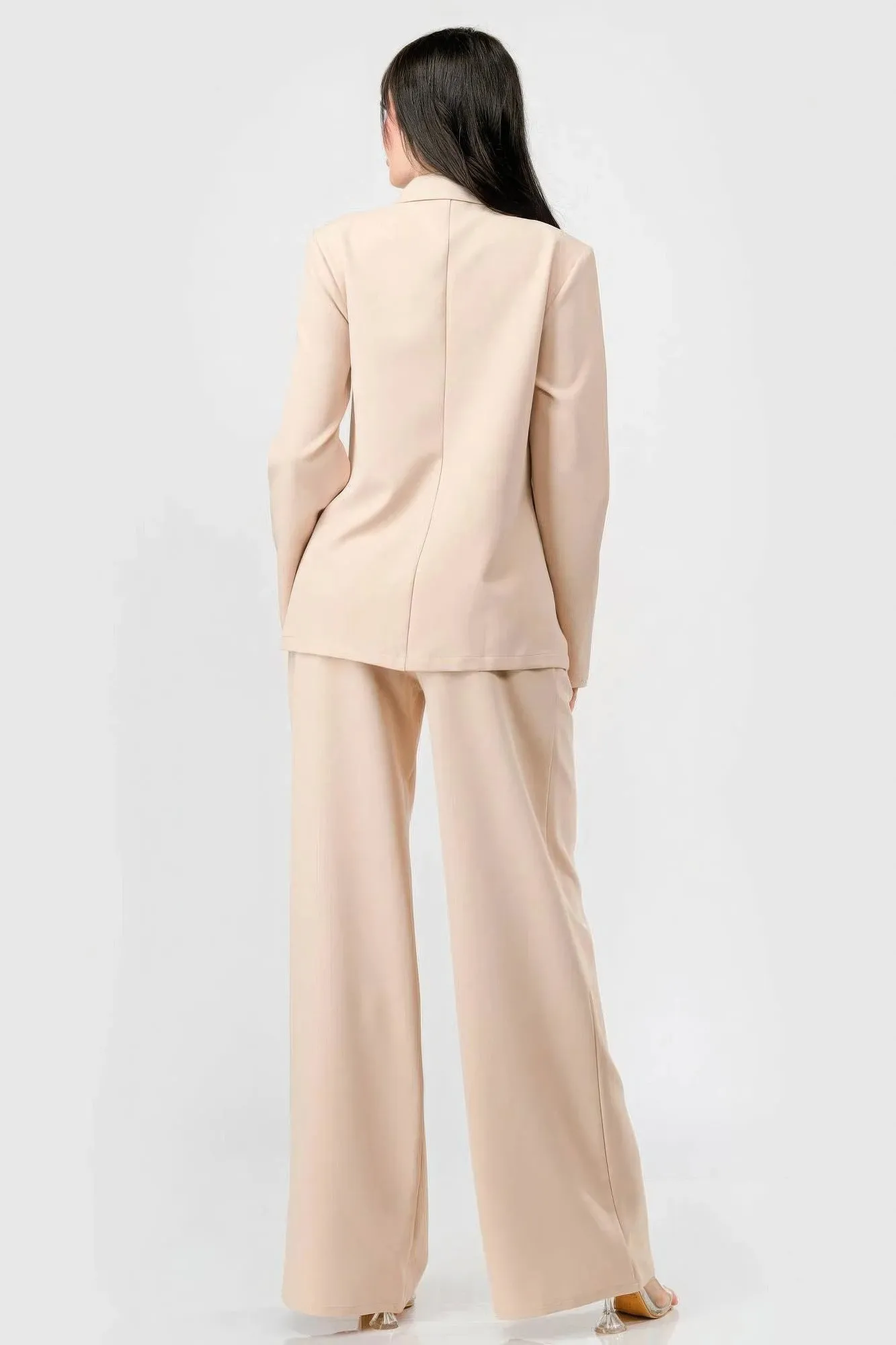 Luxe Comfort Stretch Blazer & Wide Leg Pants Set - Loose Fit