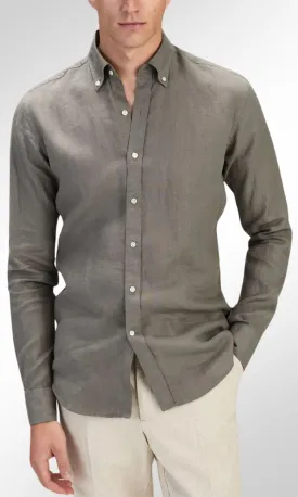 Men Plain linen shirt (Oil Green)