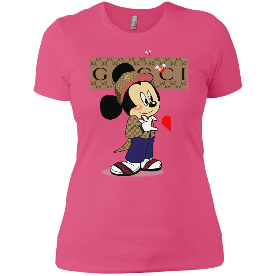 Mickey Mouse Love Couple T-shirt Valentine's Day T-shirt Women Cotton T-Shirt