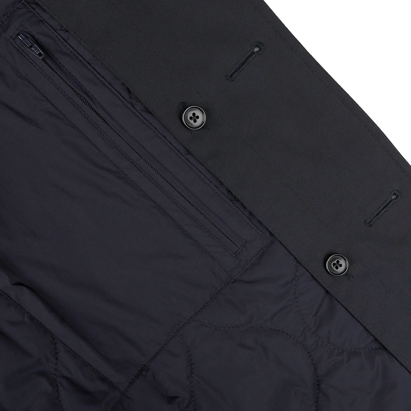 Navy Blue Nylon Thermore Padded Car Coat