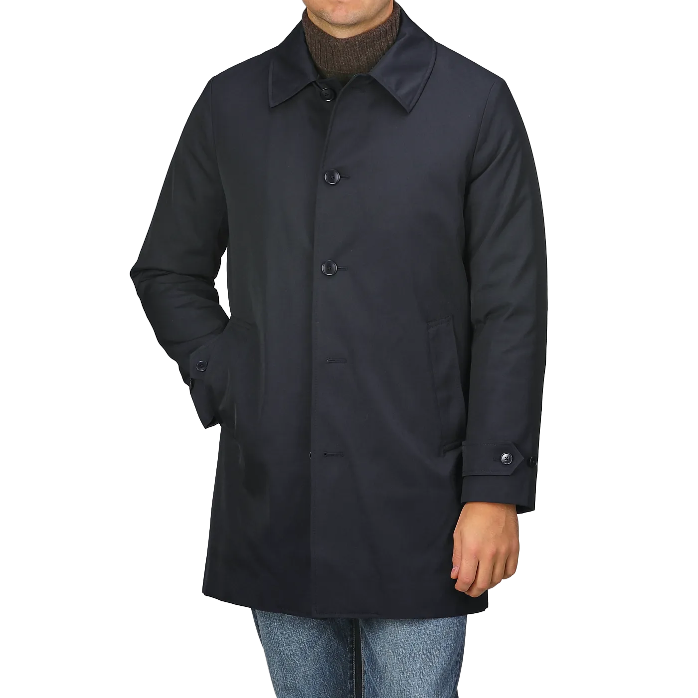 Navy Blue Nylon Thermore Padded Car Coat