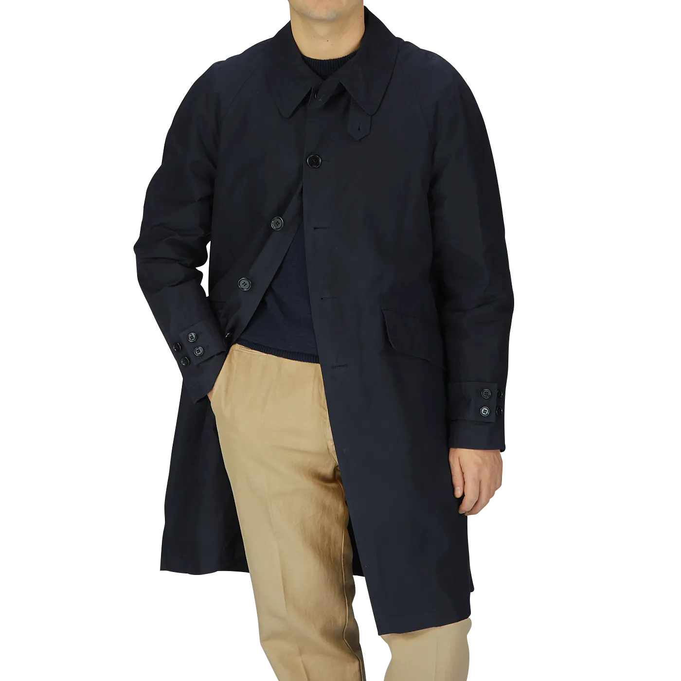 Navy Blue Waxed Cotton Kamikaze Trenchcoat