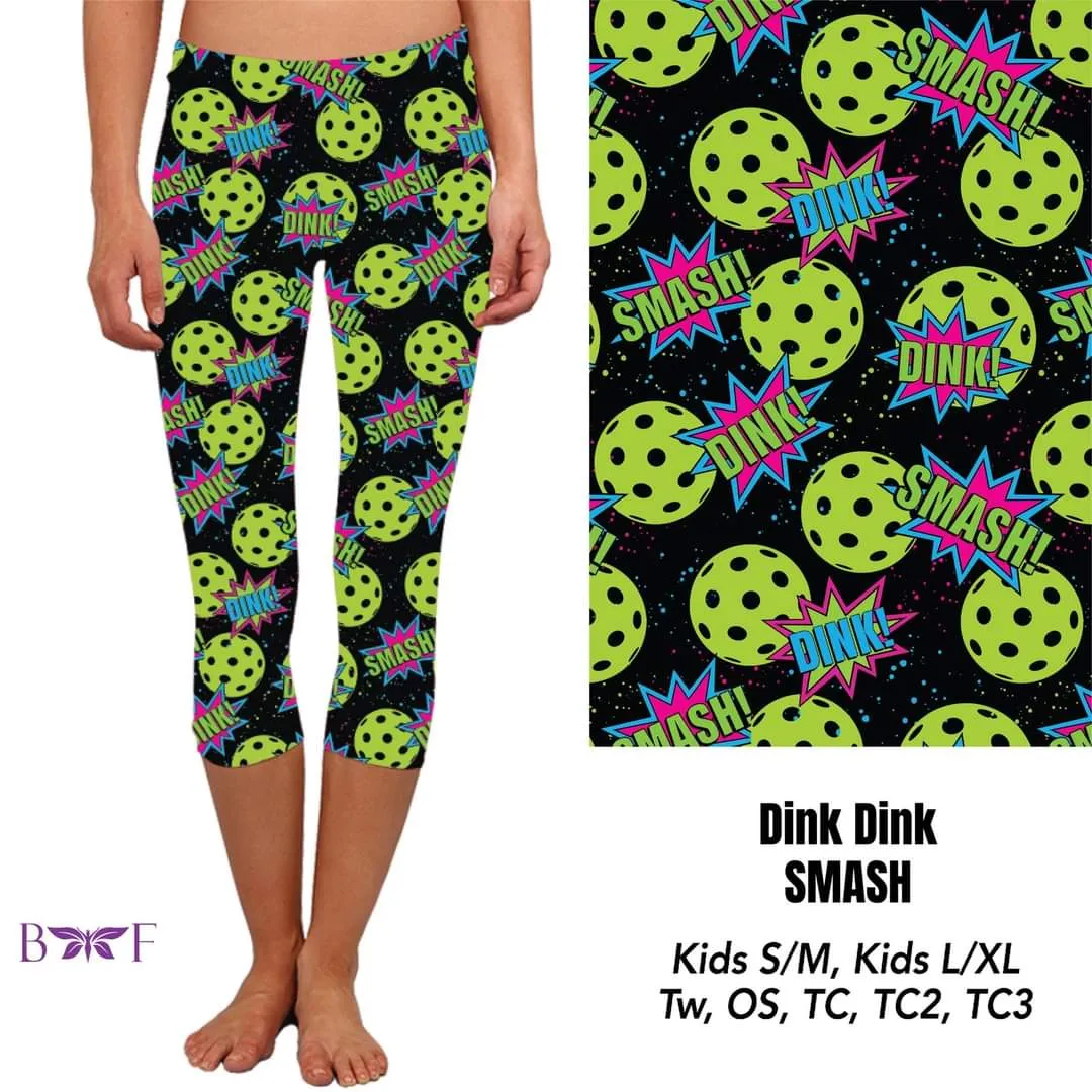 Pickleball Dink Dink Smash capris and biker shorts with pockets