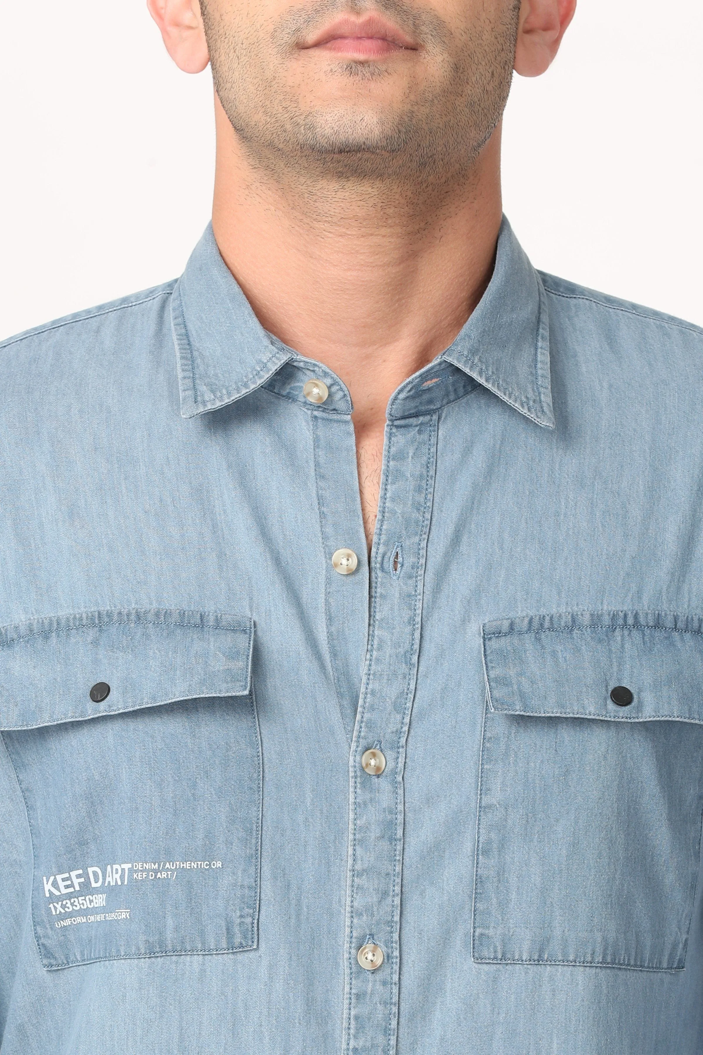 Pleasant Light Blue Denim Shirt