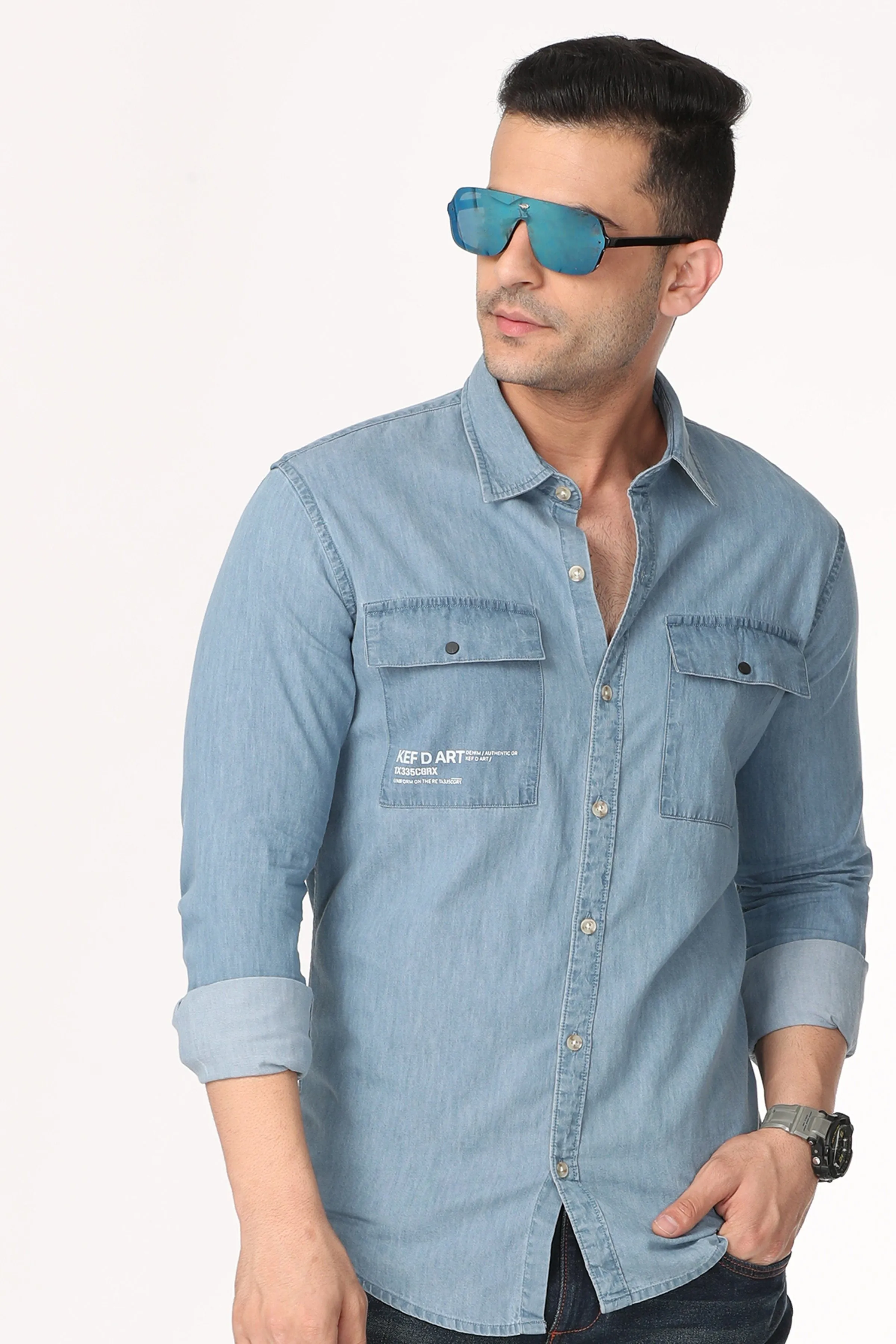 Pleasant Light Blue Denim Shirt