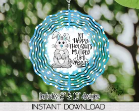 Rabbit Garden Wind Spinner PNG Design for Sublimation, Digital Download