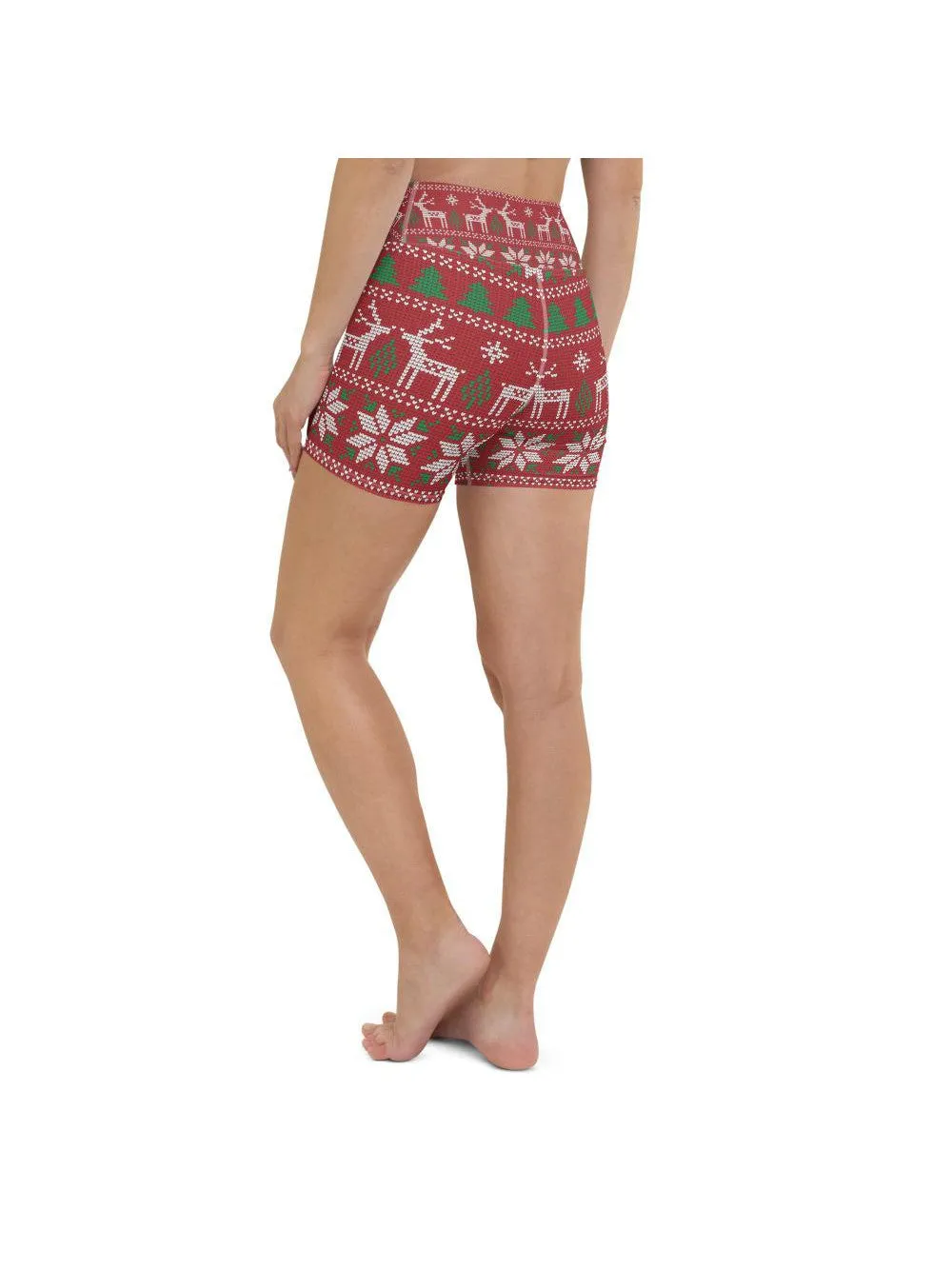 Red Ugly Christmas Yoga Shorts