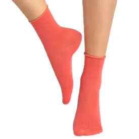 Roll-Top Pure Cotton Petunia Ankle Socks