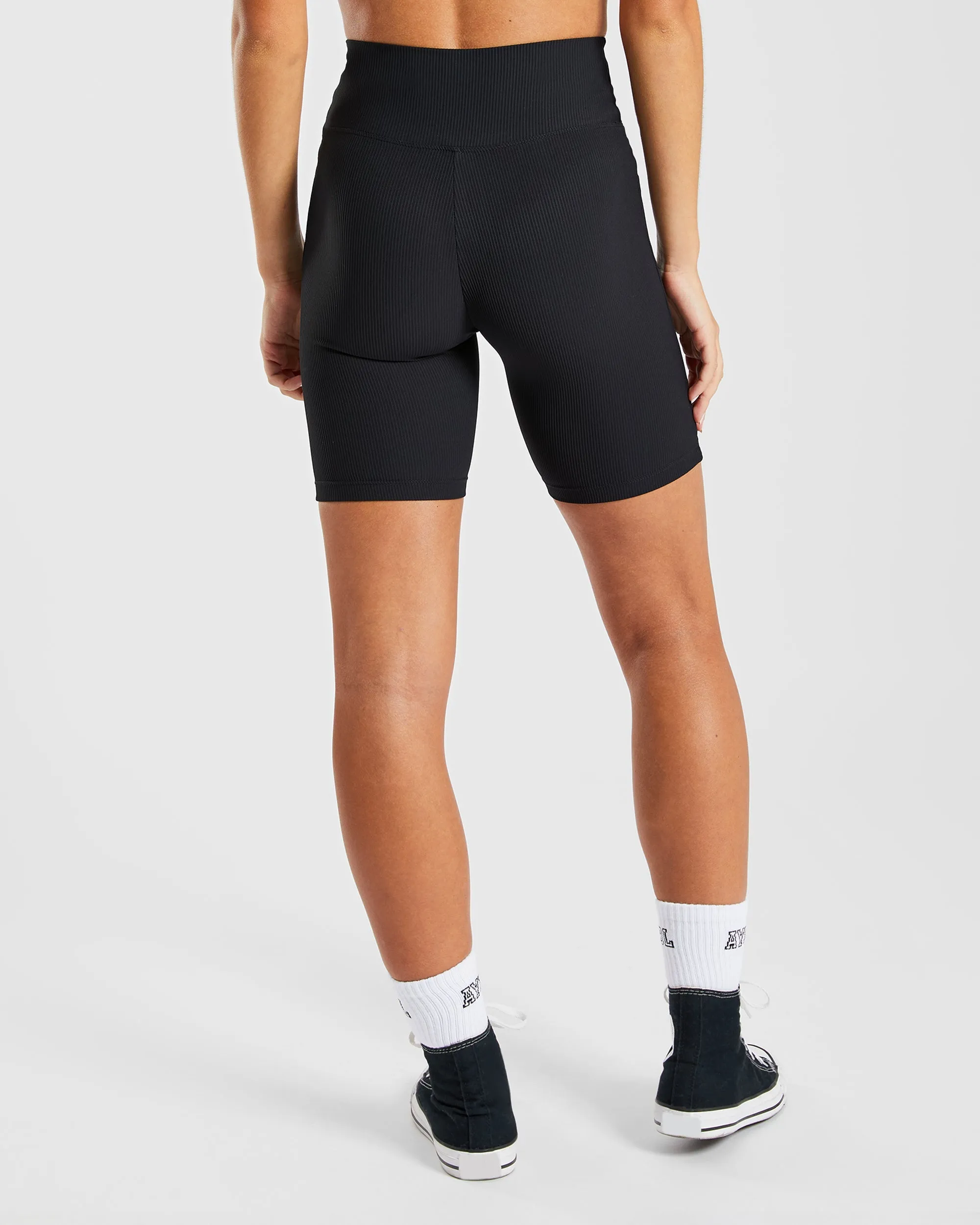 Sculpt Ribbed Cycling Shorts - Black