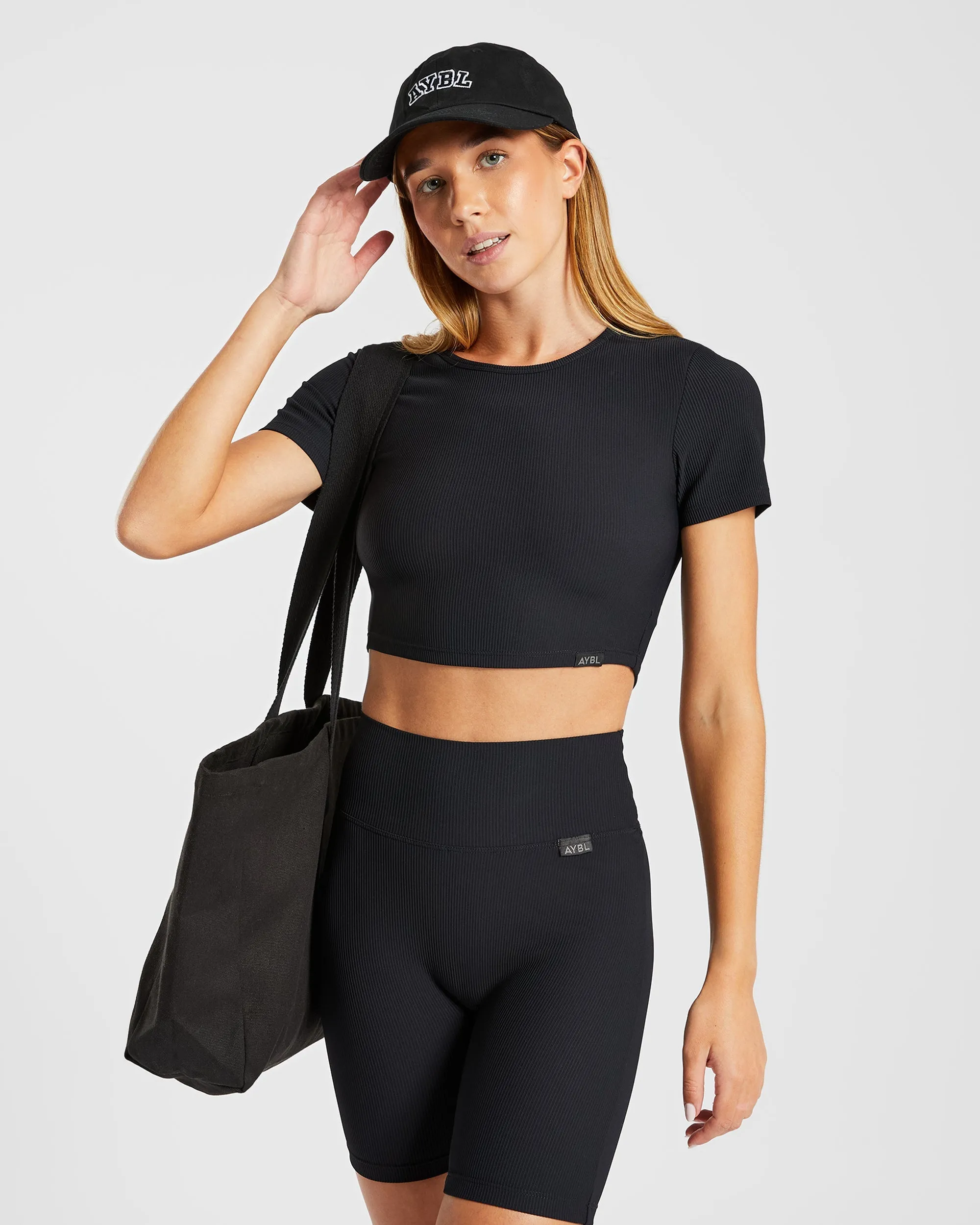 Sculpt Ribbed Cycling Shorts - Black