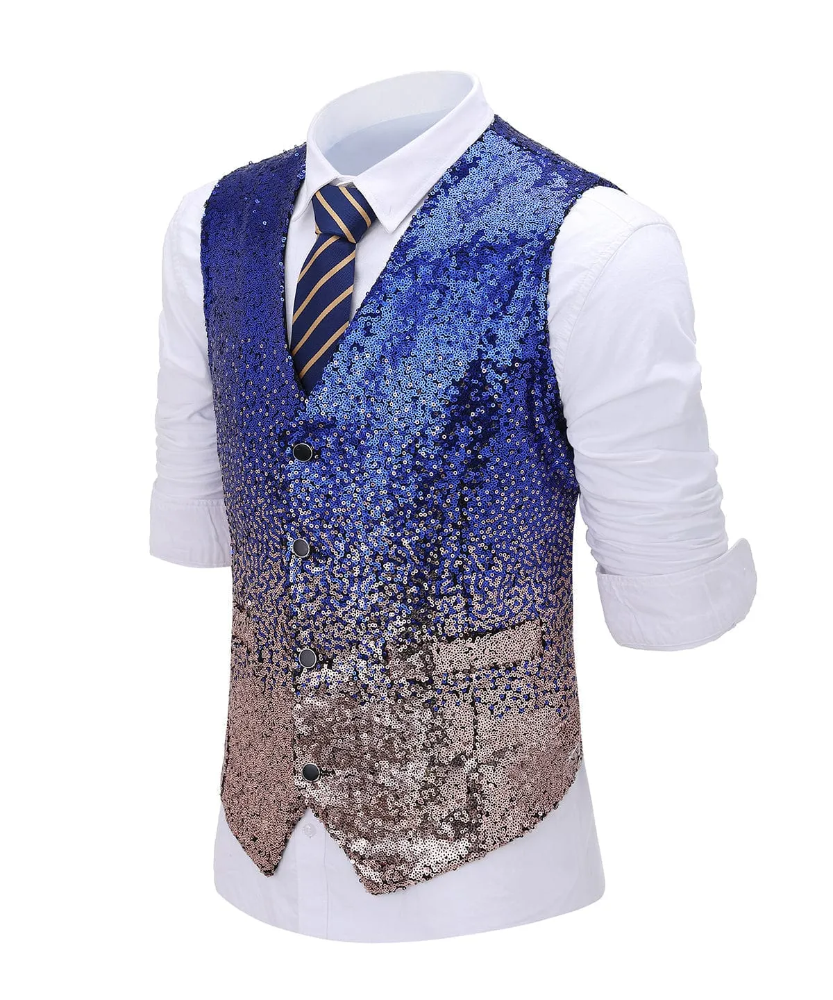 Sequins Formal Peak Lapel 3 Pieces Mens Suit Tuxedos (Blazer vest Pants)