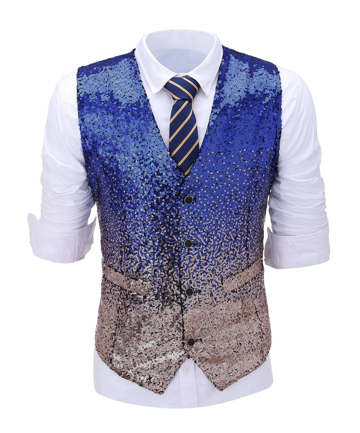 Sequins Formal Peak Lapel 3 Pieces Mens Suit Tuxedos (Blazer vest Pants)