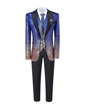 Sequins Formal Peak Lapel 3 Pieces Mens Suit Tuxedos (Blazer vest Pants)