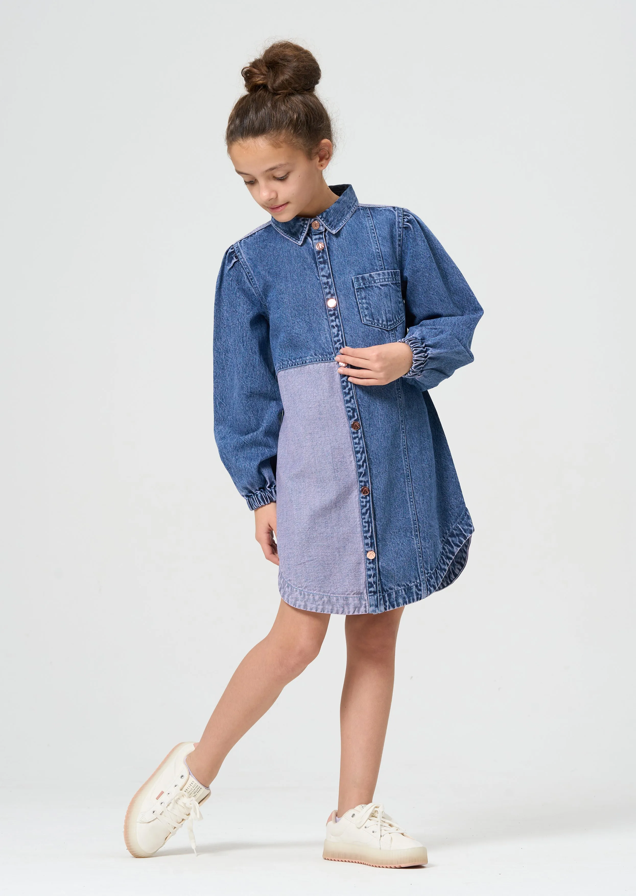 Staci Over Dyed Purple Denim Shirt Dress