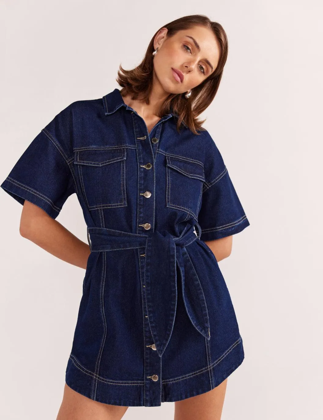 Staple the Label Luca Denim Mini Dress in Indigo