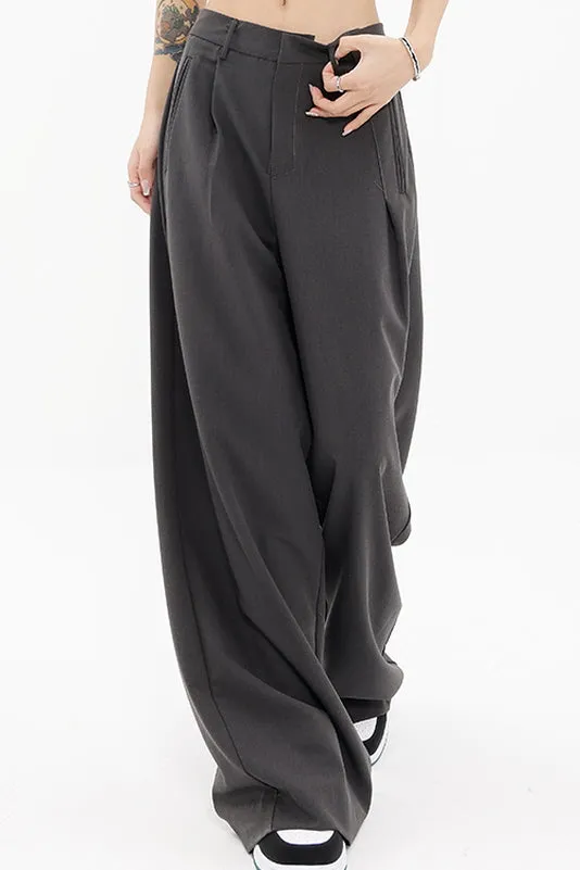 Straight Suit Pants & Loose Draped Wide-Leg Casual Design