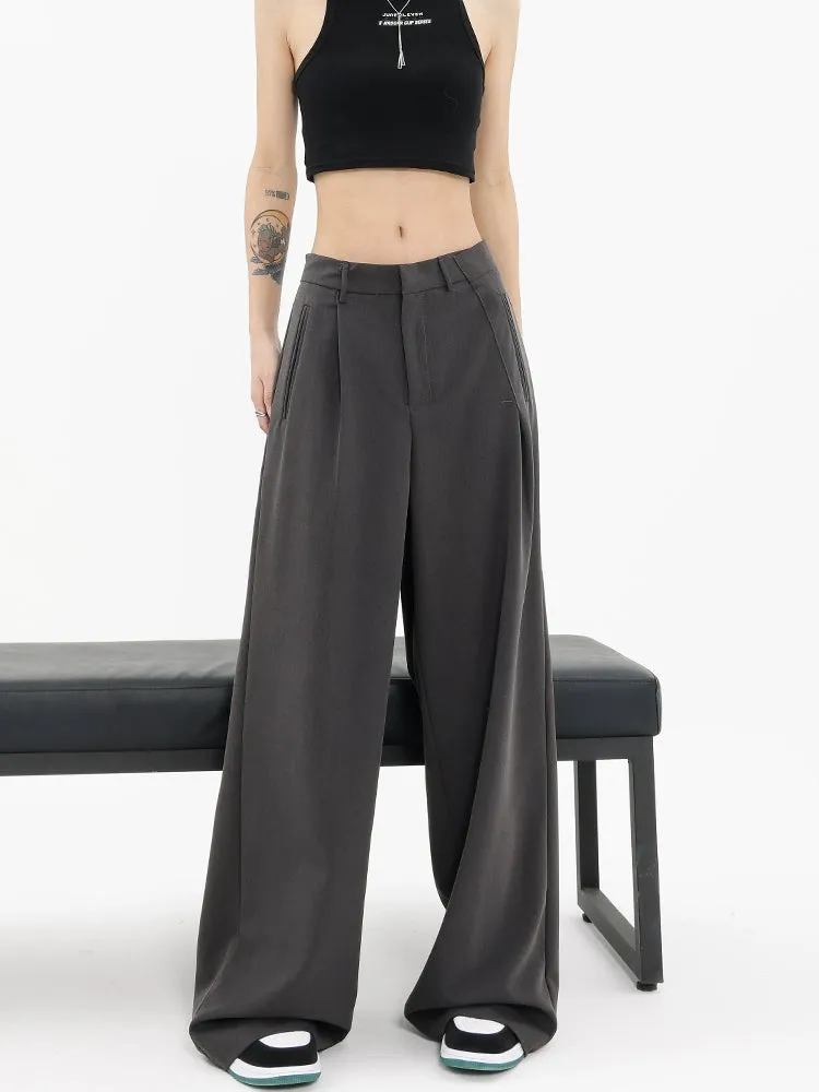 Straight Suit Pants & Loose Draped Wide-Leg Casual Design