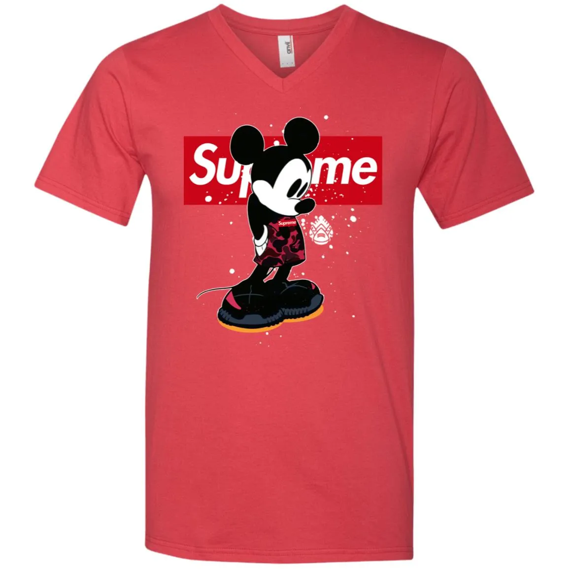 Supreme Mickey Babe Cute Love T-shirt Men V-Neck T-Shirt