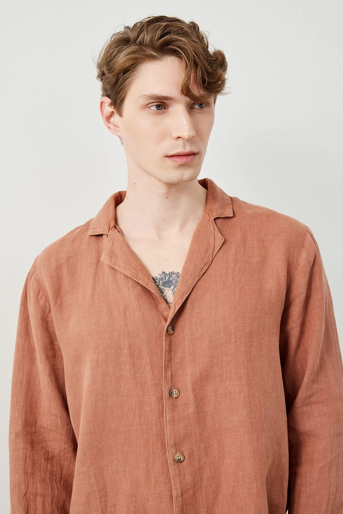 Tenedos Regular Fit Brown Men’s Linen Shirt