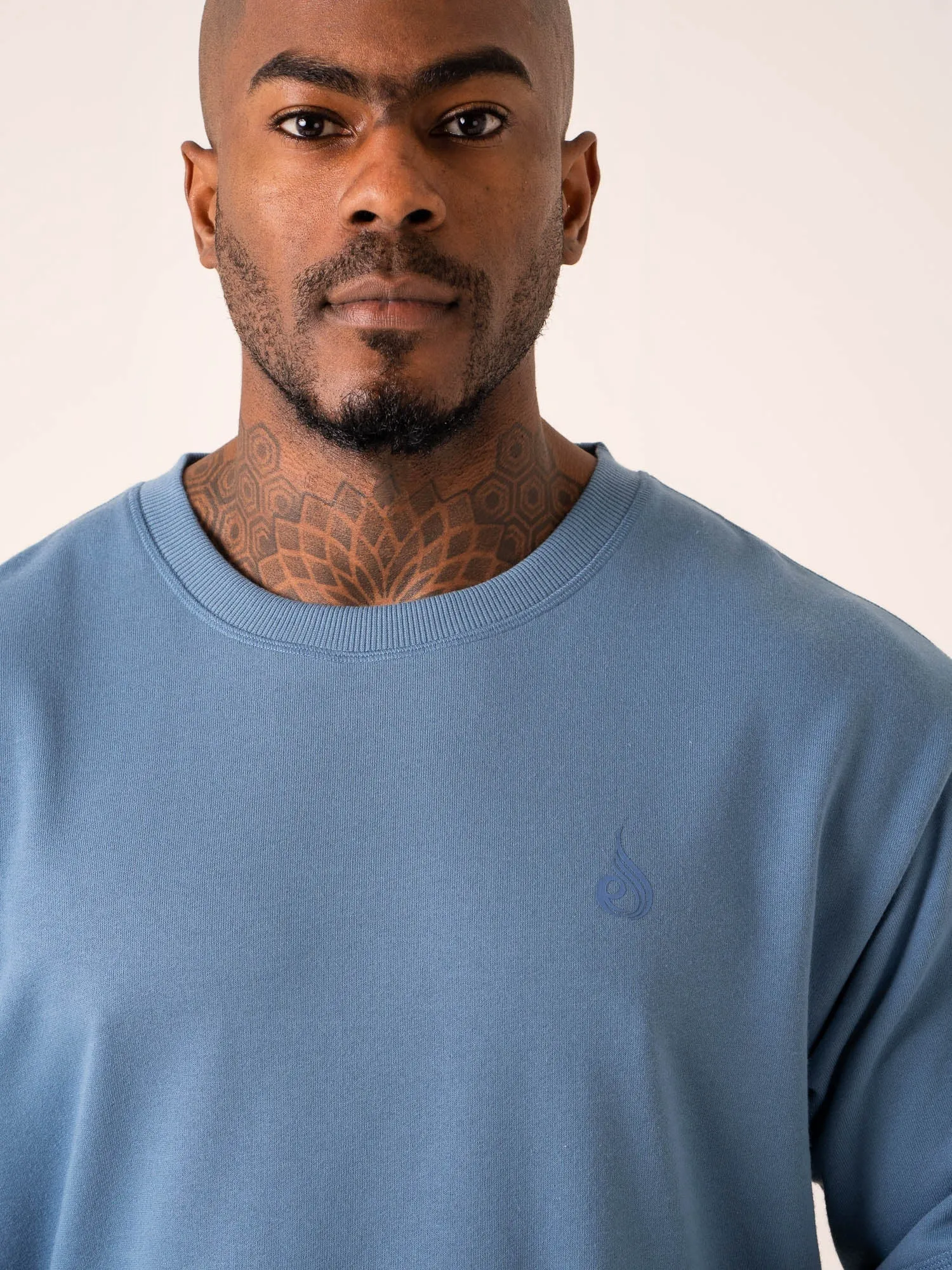 Throwback Oversized Fleece T-Shirt - Denim Blue