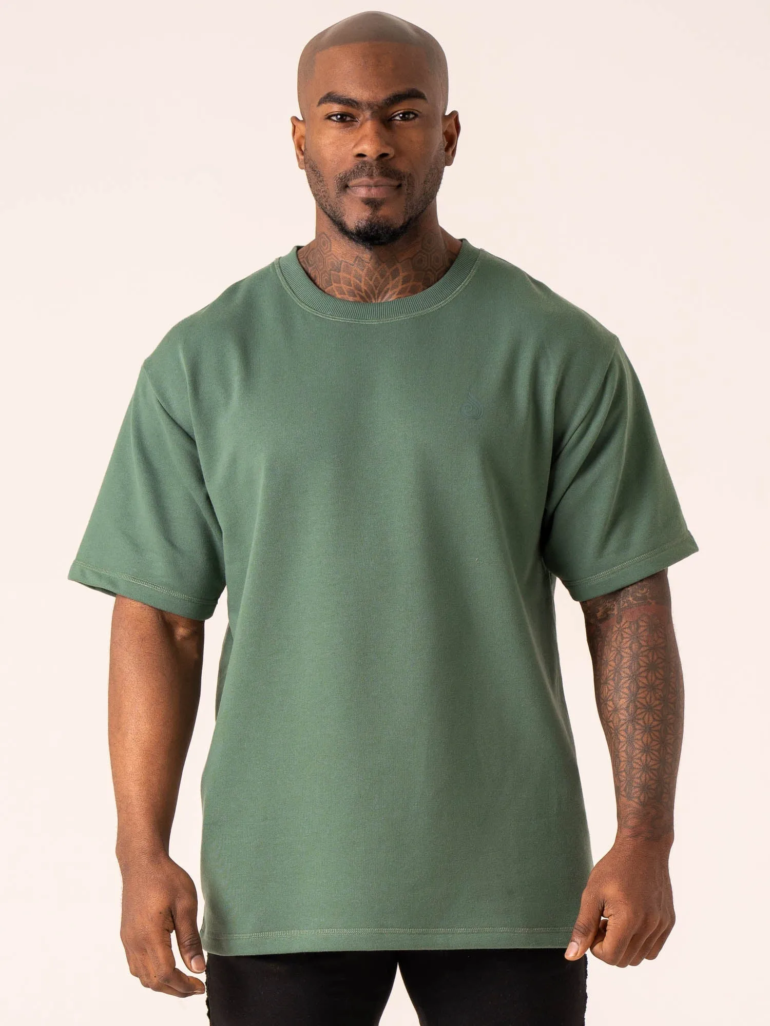 Throwback Oversized Fleece T-Shirt - Fern Green