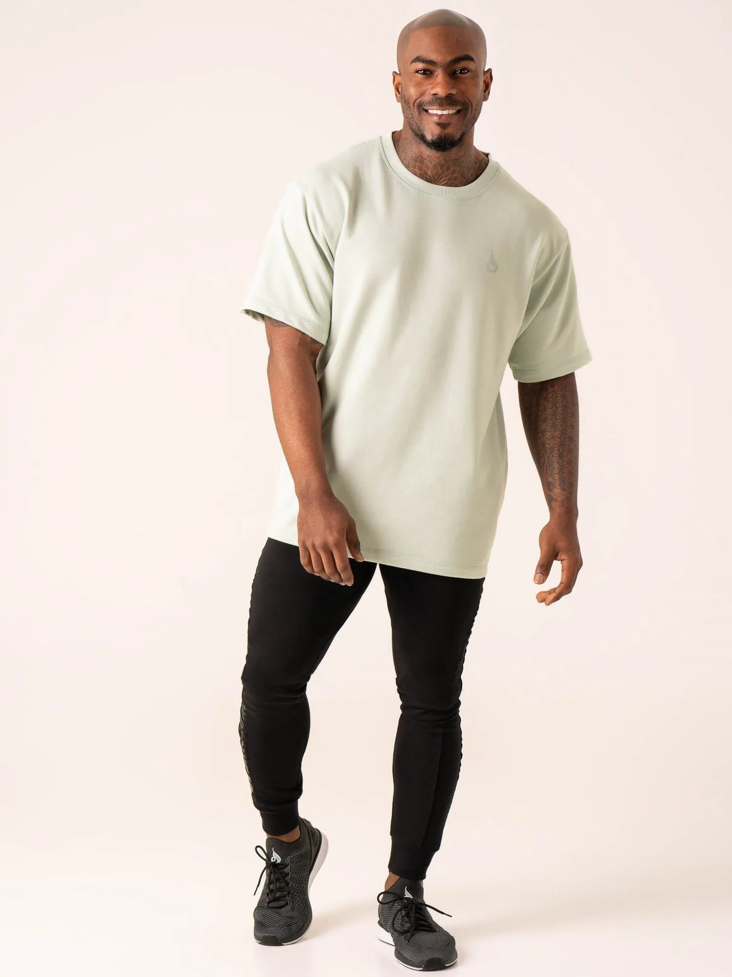 Throwback Oversized Fleece T-Shirt - Seafoam