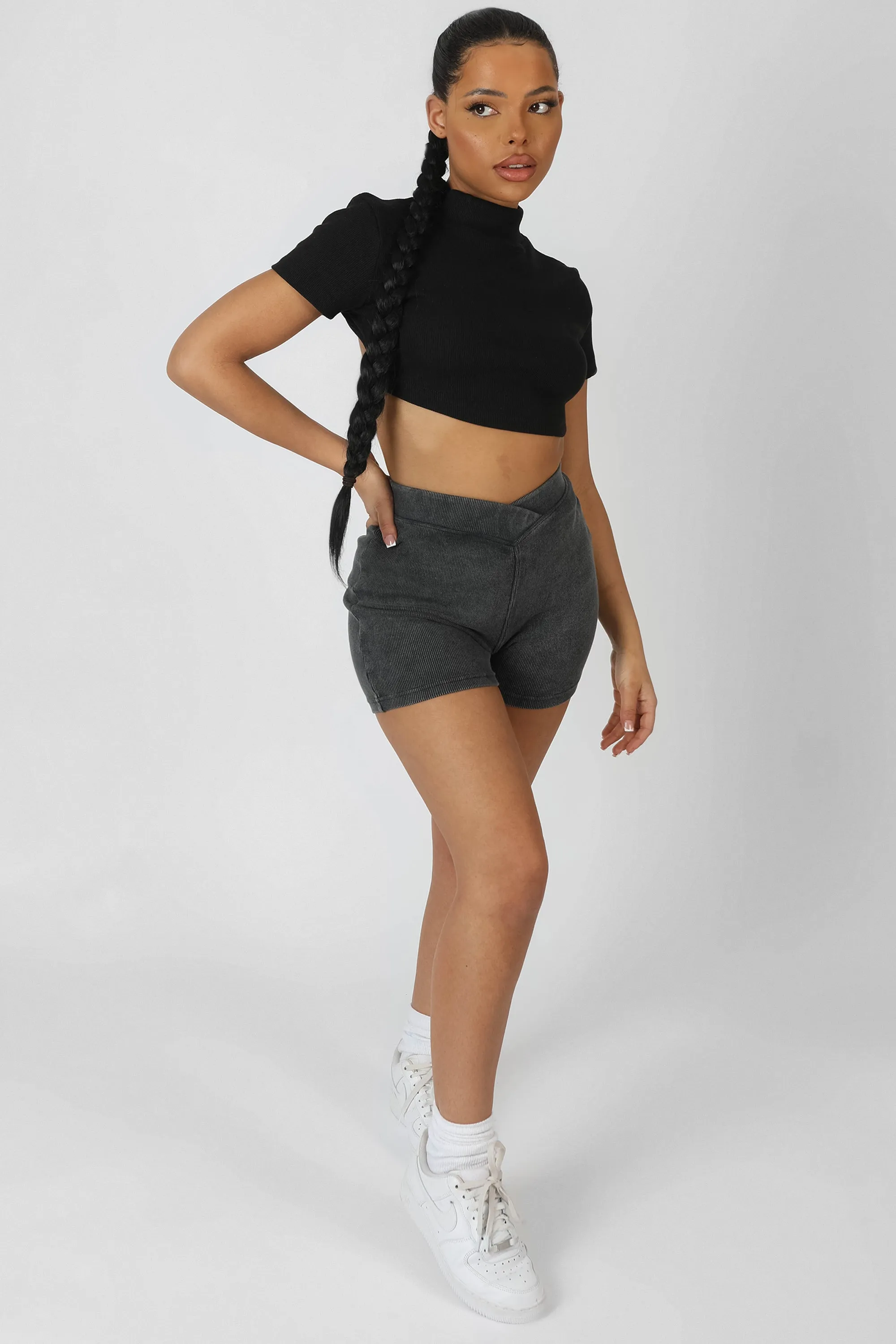 V Front Cycling Shorts Charcoal