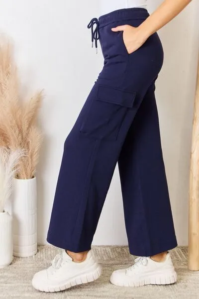 Women's RISEN Drawstring Relaxed Cargo Wide Leg Pants